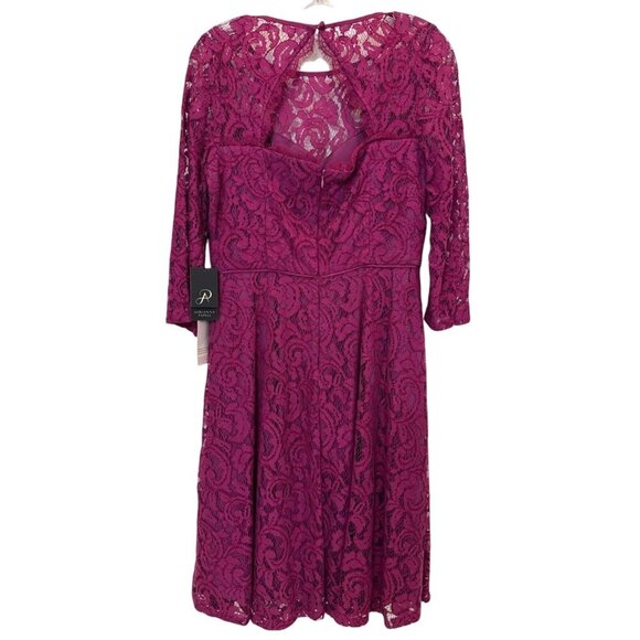 NWT Adrianna Papell Romantic Lace Overlay Open Back Dress Purple Size 8 - Picture 3 of 12